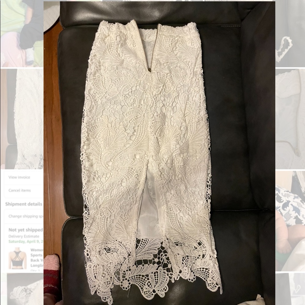 Two Piece White Set! Fitted With Beautiful Lace - Gem